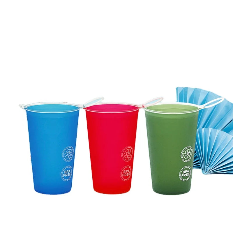 HOT Foldable Cups Drinking Cups. 200ML Water Cup  With Handle. 200ML BPA Free TPU Collapsible Soft Plastic Sports Water Bottle