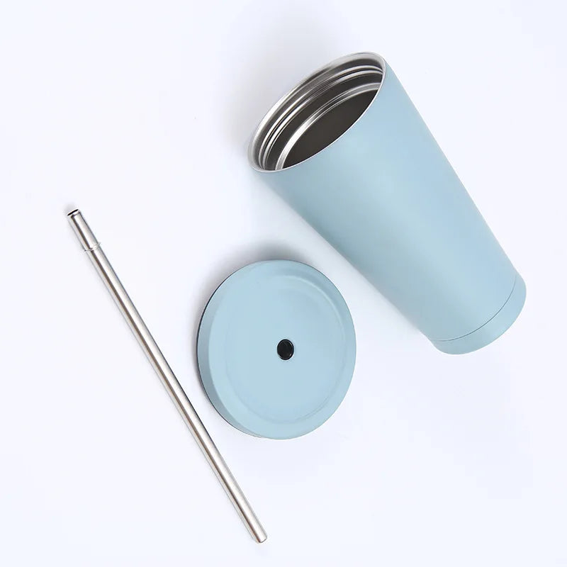 16oz Popular Wholesale Stainless Steel Color Water Bottle Cup Tumbler Party Cup With Lid Straw