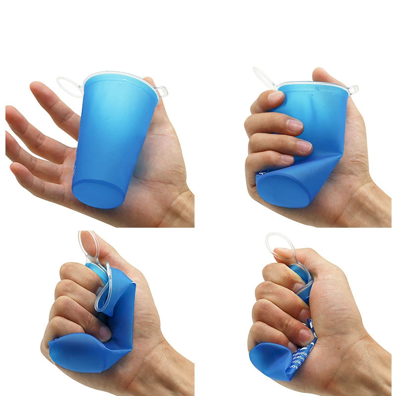 HOT Foldable Cups Drinking Cups. 200ML Water Cup  With Handle. 200ML BPA Free TPU Collapsible Soft Plastic Sports Water Bottle