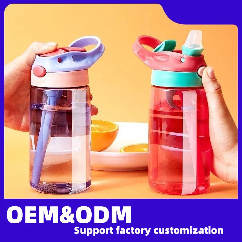 Hot Selling 480ml Kids Plastic Water Cup with Duck Bill Lid and Straw for Outdoor Sports and School Use