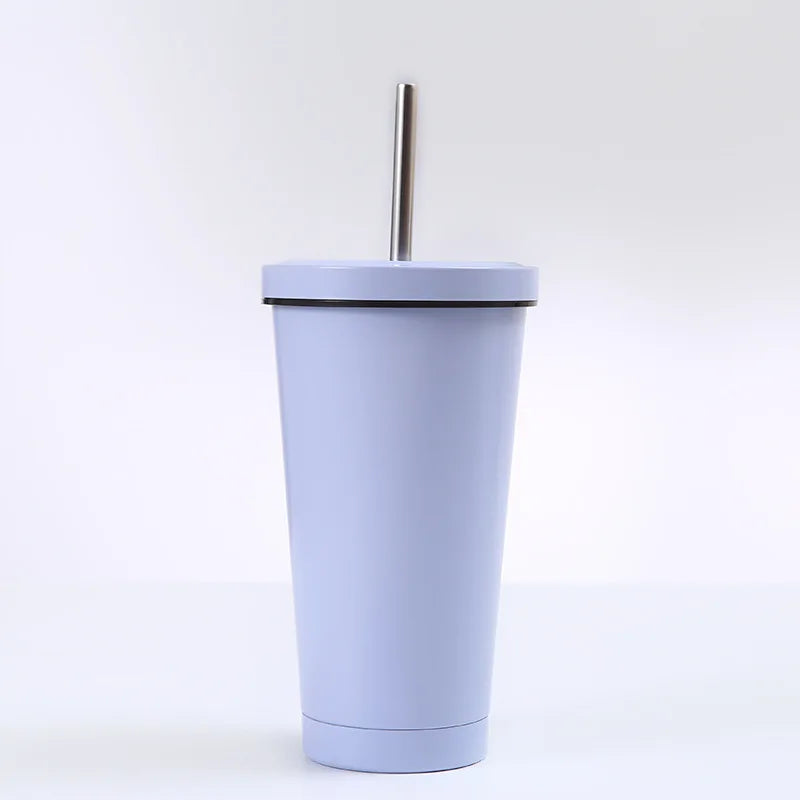 16oz Popular Wholesale Stainless Steel Color Water Bottle Cup Tumbler Party Cup With Lid Straw