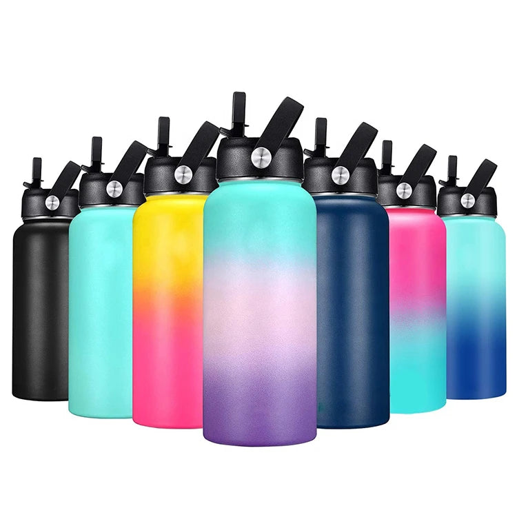 16oz Popular Wholesale Stainless Steel Color Water Bottle Cup Tumbler Party Cup With Lid Straw