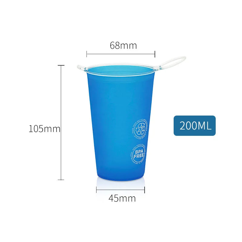 HOT Foldable Cups Drinking Cups. 200ML Water Cup  With Handle. 200ML BPA Free TPU Collapsible Soft Plastic Sports Water Bottle