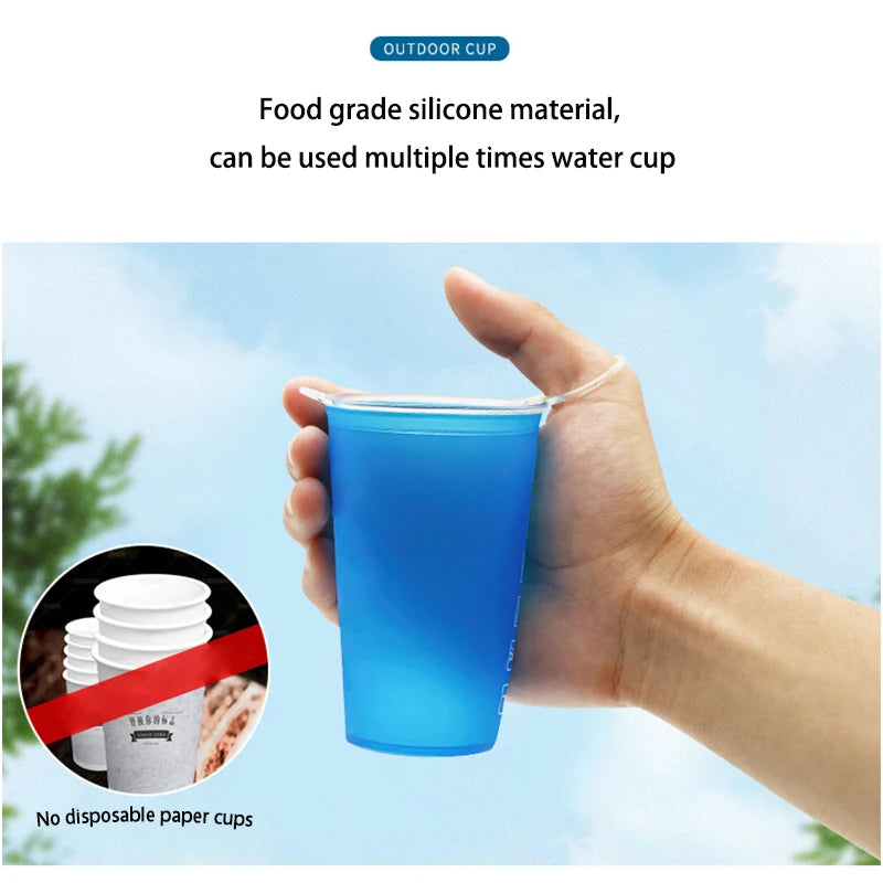 HOT Foldable Cups Drinking Cups. 200ML Water Cup  With Handle. 200ML BPA Free TPU Collapsible Soft Plastic Sports Water Bottle