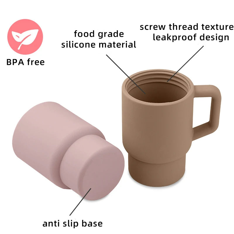 9oz Silicone Kids Water Cups with Straw Toddler Straw Cup Leakproof Children Tiny Tumbler Silicone Cup