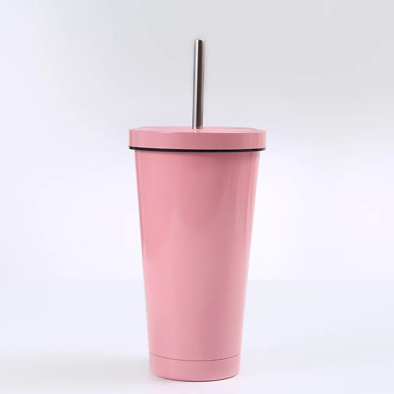16oz Popular Wholesale Stainless Steel Color Water Bottle Cup Tumbler Party Cup With Lid Straw
