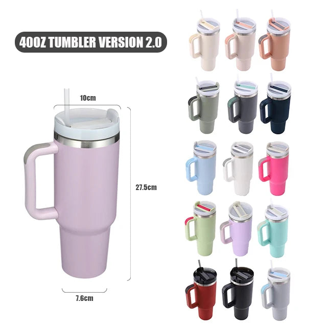 40oz H2.0 Stainless Steel Vacuum Insulated Tumbler with Lid and Straw for Water. Iced Tea or Coffee
