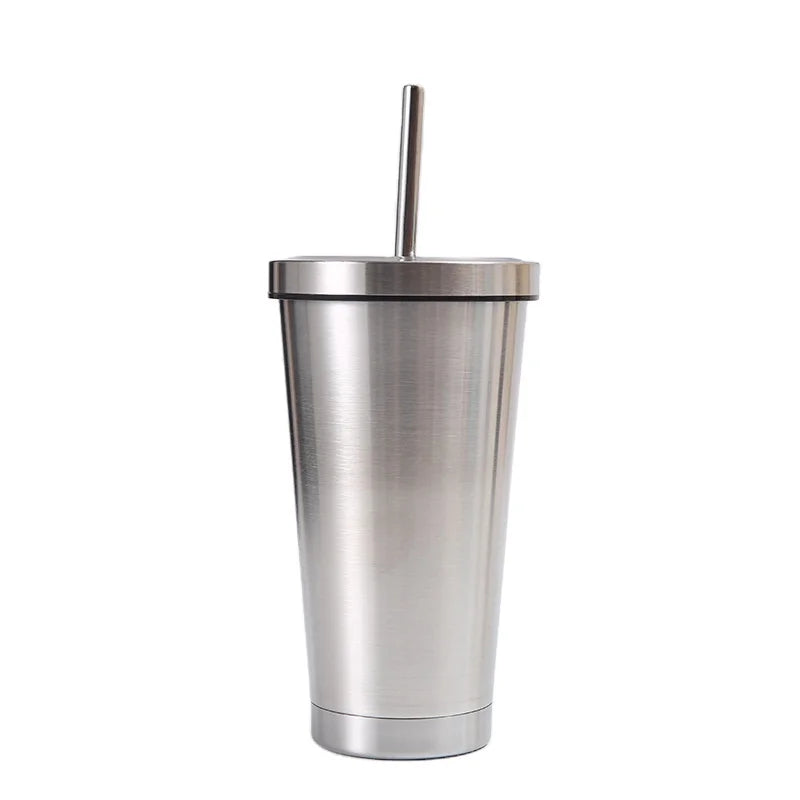 16oz Popular Wholesale Stainless Steel Color Water Bottle Cup Tumbler Party Cup With Lid Straw