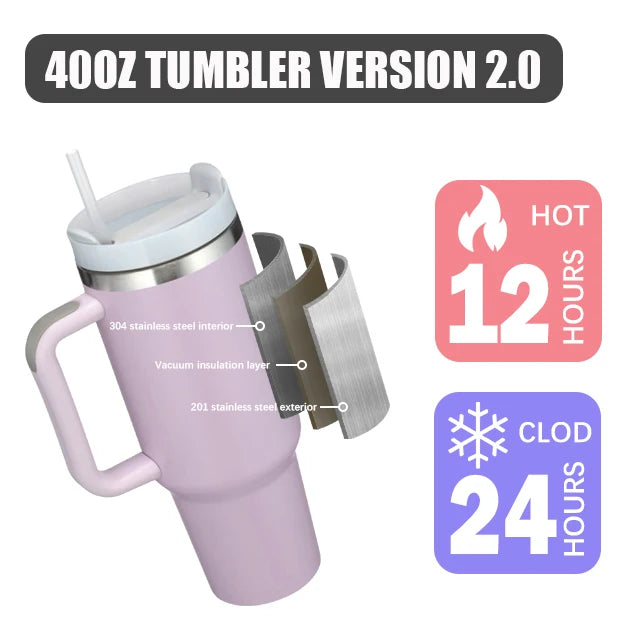 40oz H2.0 Stainless Steel Vacuum Insulated Tumbler with Lid and Straw for Water. Iced Tea or Coffee